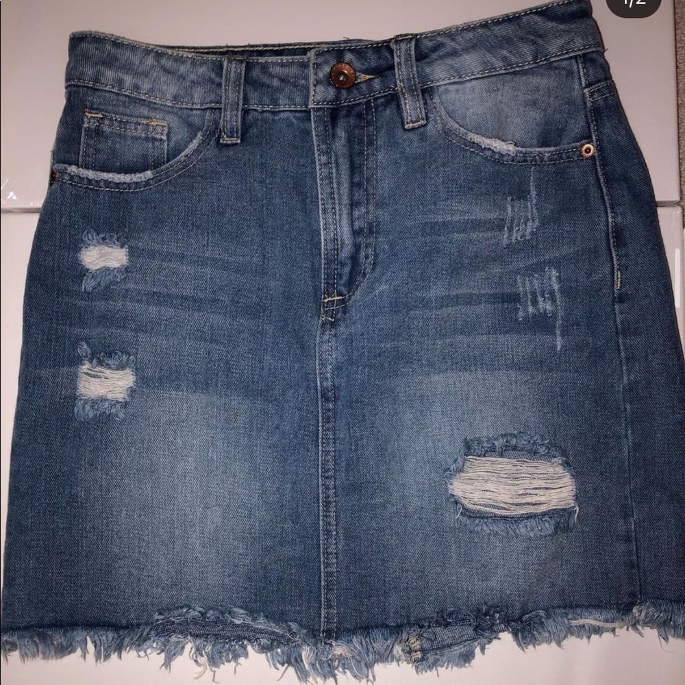 Blue denim skater skirt